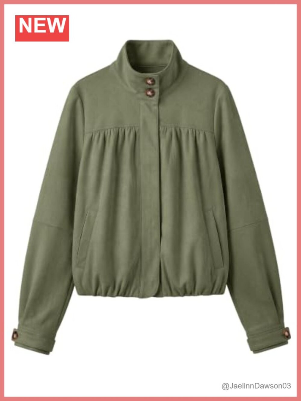 Faux Suede Button Up Bubble Hem Jacket Long Sleeve Funnel Neck Women's